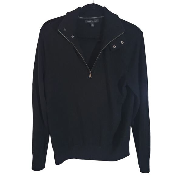 Banana Republic Size M Merino Wool Blend Half Zip Button Collar Pullover Sweater - Picture 1 of 11